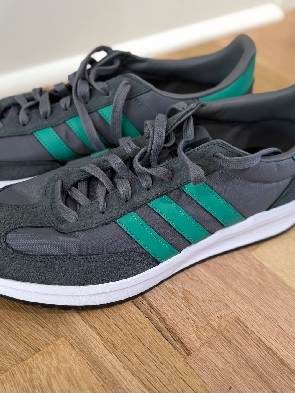 adidas Gray and Teal Three-Stripe Men's Sneakers